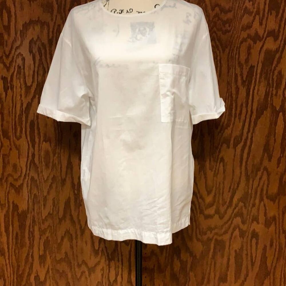 ZARA White Pocket Tee Relaxed Fit Short Sleeve Top | Size S